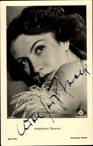 Ak Schauspielerin Adelheid Seeck, Portrait, Autogramm