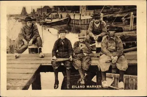 Ak Eiland Marken Nordholland Niederlande, Volkstrachten, Fischer