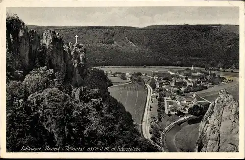 Ak Beuron Württemberg, Blick ins Donautal, Petersfelsen, Ortschaft