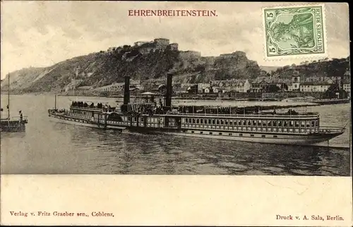 Ak Ehrenbreitstein Koblenz am Rhein, Schiff