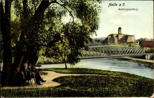 Ak Halle an der Saale, Giebichenstein, Brücke