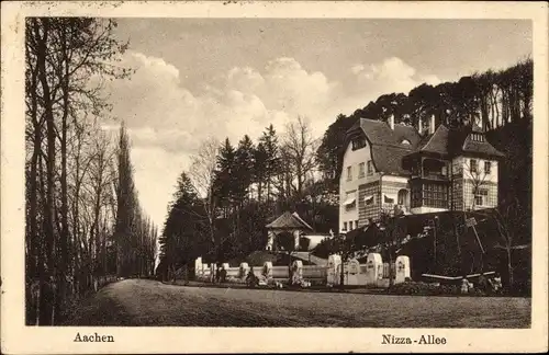 Ak Aachen Westfalen, Partie an der Nizza Allee, Villa