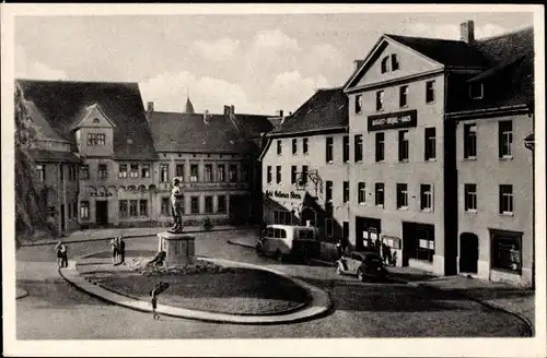 Ak Lutherstadt Eisleben Sachsen Anhalt, August Bebel Platz, Lenin Denkmal, Hotel goldener Stern