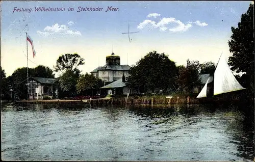 Ak Steinhude Wunstorf in Niedersachsen, Wilhelmstein im Steinhuder Meer, Segelboot