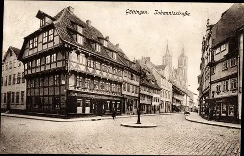 Ak Göttingen in Niedersachsen, Johannisstraße, Fachwerk