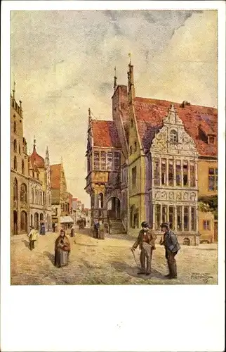 Ak Lemgo in Lippe, Ratsapotheke, Mittelstraße, Aquarell