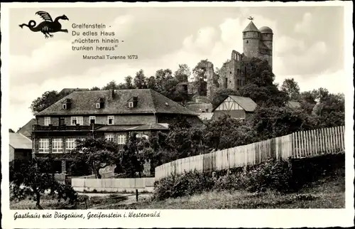 Ak Greifenstein im Westerwald Hessen, Gasthaus zur Burgruine, Burg