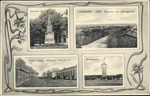 Ak Lockstedt in Holstein, Lockstedter Lager, Denkmal, Wasserturm, Baracken