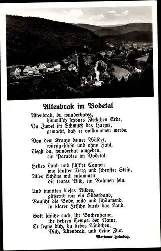 Ak Altenbrak Thale im Harz, Gesamtansicht, Bodetal, Gedicht