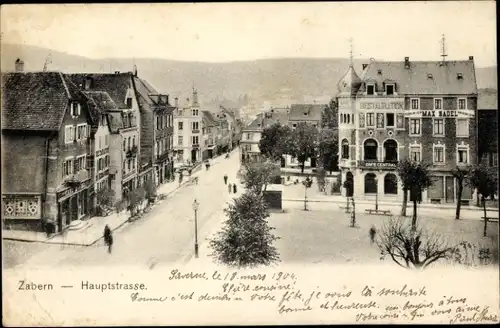 Ak Zabern Elsaß Bas Rhin, Max Nadel, Cafe Central, Hauptstraße