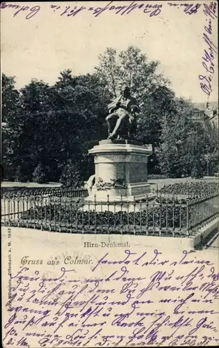 Ak Colmar Kolmar Elsass Haut Rhin, Hirn-Denkmal
