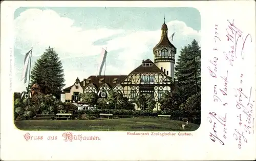 Ak Mulhouse Mülhausen Elsass Haut Rhin, Restaurant Zoologischer Garten