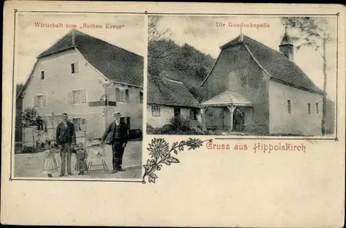 Ak Hippolskirch Hippoltskirch Sondersdorf Elsass Ht. Rhin, Wirtschaft z. Rothen Kreuz, Gnadenkapelle