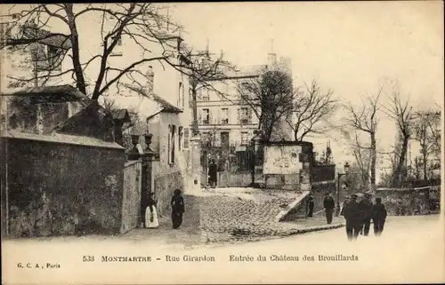 Ak Paris XVIII. Bezirk Buttes-Montmartre, Eingang zum Chateau Brouillards