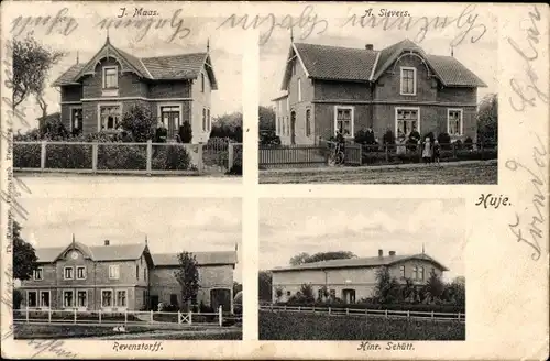 Ak Huje in Schleswig Holstein, Haus J. Maas, A. Sievers, Revenstorff, Hinr. Schütt