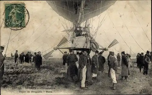 Ak Aerostation, Abflug des Patrie-Luftschiffs