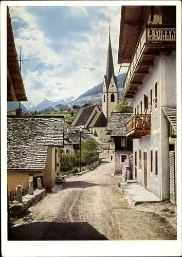 Ak Virgen in Tirol, Straßenpartie, Kirchturm, Das Osttiroler Meran