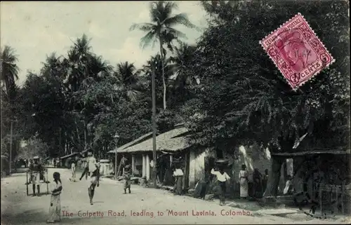 Ak Colombo Ceylon Sri Lanka, Die Colpetty Road, die zum Mount Lavinia führt