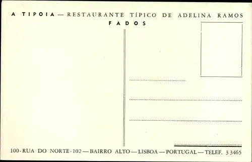 Ak Lisboa Lissabon Portugal, A Tipoia, Restaurante Tipico de Adelina Ramos, Fados