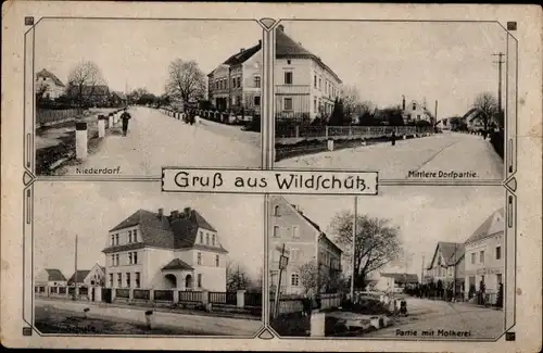 Ak Wilczyce Wildschütz Schlesien, Niederdorf, Molkerei, Schule