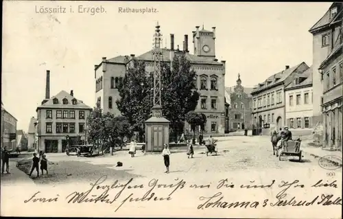 Ak Lößnitz Lössnitz im Erzgebirge, Rathausplatz