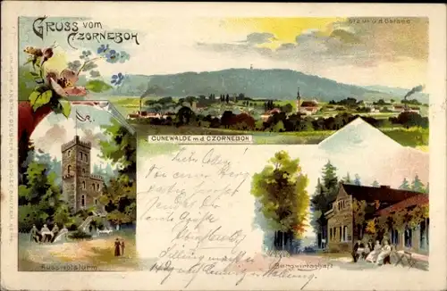 Litho Cunewalde in der Lausitz, Czorneboh, Aussichtsturm, Bergwirtschaft