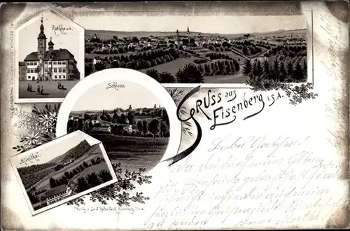 Litho Eisenberg im Saale Holzland Kreis, Schloss, Rathaus, Mühlthal