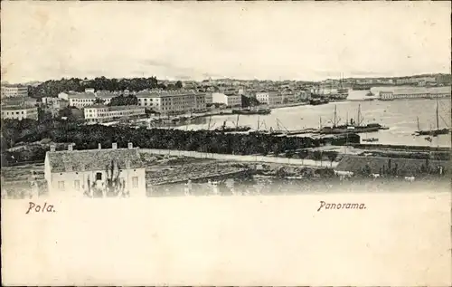 Ak Pola Pula Kroatien, Panorama, Hafen