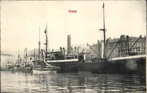 Ak Rijeka Fiume Kroatien, Molo, Dampfer