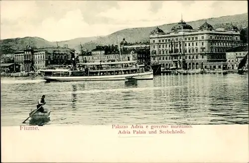 Ak Rijeka Fiume Kroatien, Adria-Palais, Dampfer