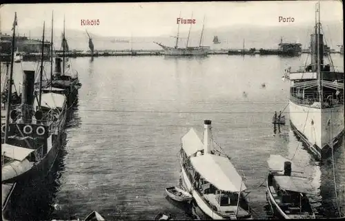 Ak Fiume Friuli Italien, Hafen, Dampfer