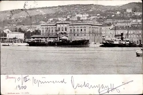 Ak Rijeka Fiume Kroatien, Hafen, Dampfer