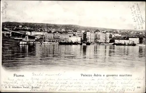 Ak Rijeka Fiume Kroatien, Palazzo Adria e governo maritimo