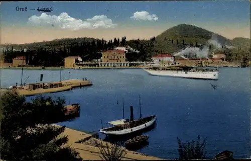 Ak Gruž Dubrovnik Kroatien, Hafen, Dampfer