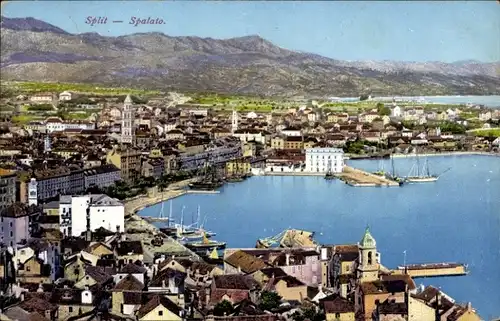 Ak Split Kroatien, Panorama, Hafen