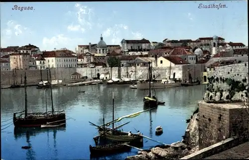 Ak Ragusa Dubrovnik Kroatien, Stadthafen