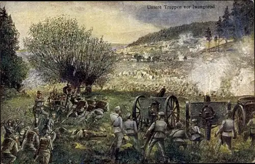 Ak KuK Armee I. WK, Österreichische Truppen vor Iwangorod, Geschütz