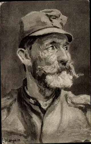 Künstler Ak Landsturmsoldat in Uniform, Portrait