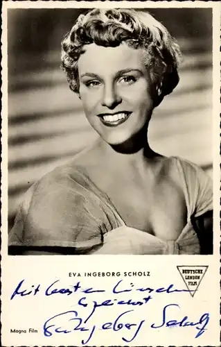 Ak Schauspielerin Eva Ingeborg Scholz, Portrait, Pension Schöller, Autogramm