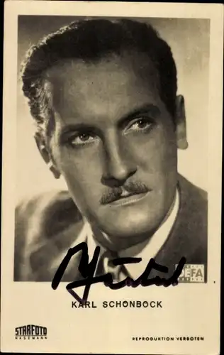 Ak Schauspieler Karl Schönböck, Portrait, Autogramm