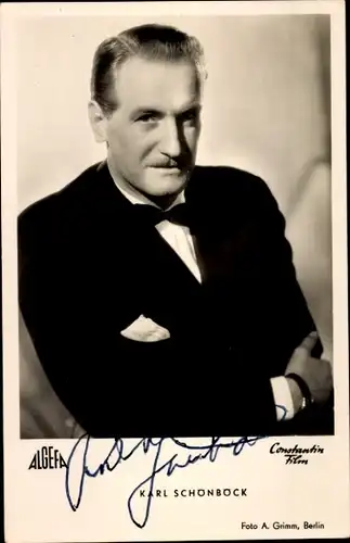 Ak Schauspieler Karl Schönböck, Portrait, Autogramm