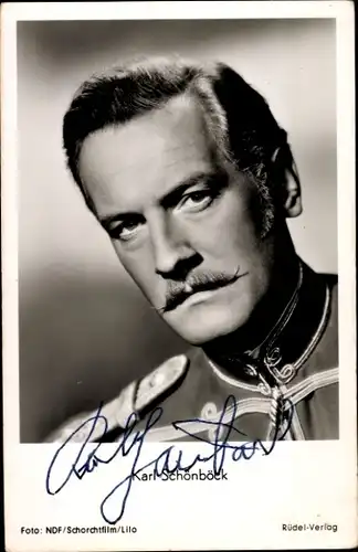 Ak Schauspieler Karl Schönböck, Portrait, Autogramm