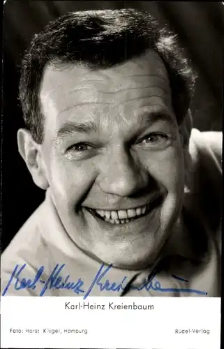 Ak Schauspieler Karl-Heinz Kreienbaum, Portrait, Autogramm, Rüdel Verlag