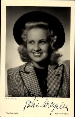 Ak Schauspielerin Dorit Kreysler, Portrait, Hut, Autogramm