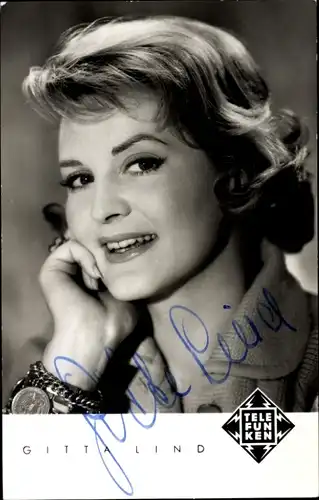 Ak Sängerin Gitta Lind, Portrait, Telefunken Schallplatten, Autogramm