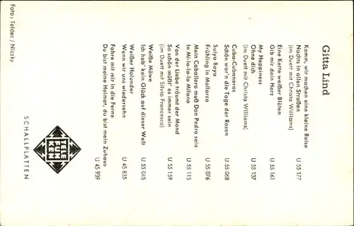 Ak Sängerin Gitta Lind, Portrait, Autogramm