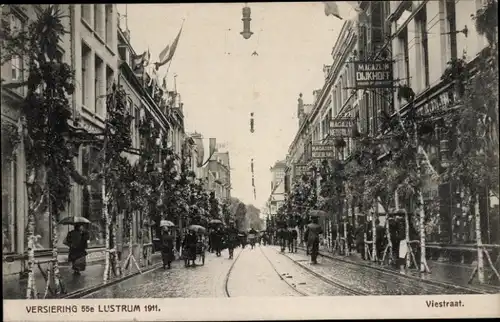 Ak Utrecht Niederlande, Viestraat, Dekoration, Lustrum 1911