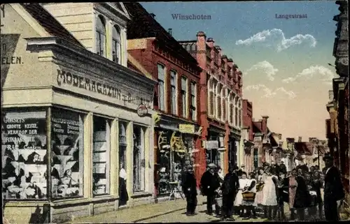 Ak Winschoten Groningen Niederlande, Langestraat, Modemagazijn