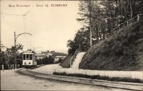 Ak Beek Gelderland Niederlande, Straßenpartie, Straßenbahn