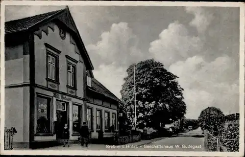 Ak Greben in Holstein, Geschäftshaus W. Gudegast